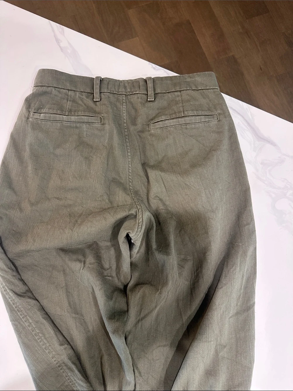 Abercrombie & Fitch Olive Green Baggy Linen Trousers